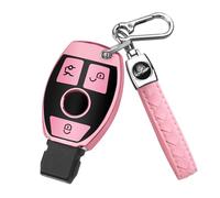 FT FUNTOR for Mercedes Benz Car Key Cover,3 Pink Buttons TPU for Mercedes Key Case with Keychain,Compatible with Mercedes Benz A B C E S V W R CL ML CLK W176 W245 A203 W204 W211 W245 (B-Pink)