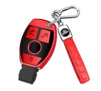 FT FUNTOR for Mercedes Benz Car Key Cover,3 Red Buttons TPU for Mercedes Key Case with Keychain,Compatible with Mercedes Benz A B C E S V W R CL ML CLK W176 W245 A203 W204 W211 W245 (B-Red)
