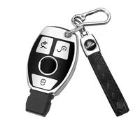 FT FUNTOR for Mercedes Benz Car Key Cover,3 Silver Buttons TPU for Mercedes Key Case with Keychain,Compatible with Mercedes Benz A B C E S V W R CL ML CLK W176 W245 A203 W204 W211 W245 (B-Silvery)