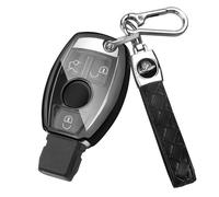 FT FUNTOR for Mercedes Key Cover,3 Visual Buttons for Mercedes Benz Key Cover with Keychain,Suitable for Mercedes Benz A B C E S V W R CL ML CLK W176 W245 A203 W204 W211 W245 TPU Key Cover (D-Black)