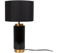 FT-Homestore Clara Ribbed Black Table Lamp Elegant & Contemporary Table lamp Ceramic Base Capped with Gold Large Circular Shade can cast a Glow About Your Space in The Evenings