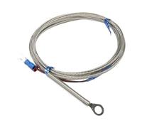 FTARR01 K E J Type Thermocouple Temperature Sensor, 2m Metal Screening Cable Hole Ring Head 5-14mm Diameter 1pc(J 6mm hole)