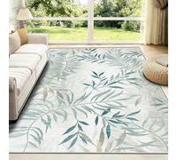 FTCJWL Machine Washable Rug, Large 180x250cm Delicate Willow Leaf Area Rug, Modern Elegant Sage Green Botanical Short-Pile Carpet, Non-Slip Soft Indoor Rug for Living Room, Dining Room, Lounge
