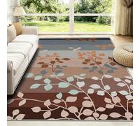 FTCJWL Machine Washable Rug, Vintage Earth Tone Brown Leaf Area Rug, Warm Autumn Fall Foliage Short-Pile Carpet, Non-Slip Botanical Rug for Home Office Lounge (200x300cm)