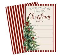 Ftcqel Christmas Party Invitations 20 Red Stripe Xmas Tree Invitation Cards with Envelopes Blank Invites for Winter Dinner Christmas Party Supplies -A02