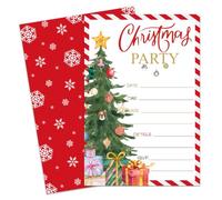 Ftcqel Christmas Party Invitations 20 Red Stripe Xmas Tree Invitation Cards with Envelopes Blank Invites for Winter Dinner Christmas Party Supplies -A01