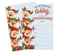 Ftcqel Christmas Party Invitations 20 Reindeer Invitation Cards with Envelopes Blank Invites for Winter Dinner Christmas Party Supplies -A09