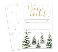 Ftcqel Christmas Party Invitations 20 Snowy Forest Invitation Cards with Envelopes Blank Invites for Winter Dinner Christmas Party Supplies -A03