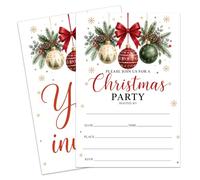Ftcqel Christmas Party Invitations 20 Watercolor Invitation Cards with Envelopes Blank Invites for Winter Dinner Christmas Party Supplies -A08