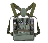 FTCYCRU Leather Fashionable & Functional Chest Rig Bag for Barbers, Stylish Haircut Tools Storage Chest Bag for Barber (Olive)