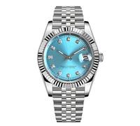 FTEOXLC 39mm Ice Blue Diamond NH35 Automatic Dress Men Watch Sapphire Crystal, 316L Stainless Steel,Jubilee Bracelet Watches, V 1, Dress