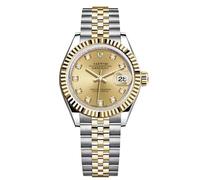 FTEOXLC Luxury Automatic Dress Men Watches Diamond Dial Markers, Fluted Bezel, Jubilee Bracelet, Date Display Golden Watch, V 1, Dress