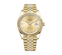 FTEOXLC Luxury Automatic Dress Men Watches Diamond Dial Markers, Fluted Bezel, Jubilee Bracelet, Date Display Golden Watch, V 3, Dress