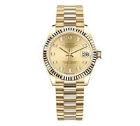 FTEOXLC Luxury Automatic Dress Men Watches Diamond Dial Markers, Fluted Bezel, Jubilee Bracelet, Date Display Golden Watch, V 2, Dress