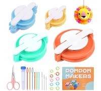 FTEVEN 27Pcs Pom Pom Maker, 4 Size Pompom Maker Kit for Fluff Ball Weave, Crochet Knitting with Scissor and Instruction for Adult DIY Decoration Yarn Knitting Project
