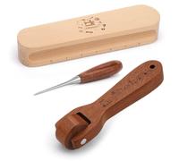 Fteven Tailors Clapper for Quilting, Wooden Tailors Clapper/Quilting Seam Roller/Awl Set, Multipurpose Quilters Pressing Tools for Seam Flattening, Fabric Folds