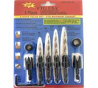 FTG USA 4 Pc Wood Countersink Set #4#8#10#12 w/ 2 Collars & 2 Plug Cutters | Includes 3/8" and 1/2" depth stop collars plus 3/8" and 1/2" plug cutters. Comes with hex key for quick bit adjustments