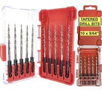 FTG USA Tapered Countersink Drill Bit Set 10 Pc #6 (9/64") Replacement Tapered Drill Bits for Wood with Storage Container