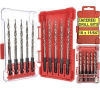 FTG USA Tapered Countersink Drill Bit Set 10 Pc #8 (11/64") Replacement Tapered Drill Bits for Wood with Storage Container