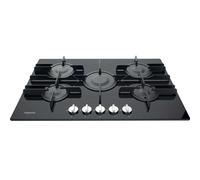 Hotpoint FTGHG751DHBK 75cm 5 Burner Gas Hob in Black Glass Wok Burner