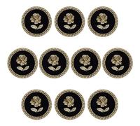 ftiemlovde 10 Novelty Brass Gold and Black Buttons for Blazer,Vintage Style Large Button Metal for Cardigan Crafting, Decorative Jacket Button for Sewing Women(A10 23mm)