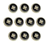 ftiemlovde 10 Novelty Brass Gold and Black Buttons for Blazer，Vintage Style Large Button Metal for Cardigan Crafting， Decorative Jacket Button for Sewing Women（J10 12mm）