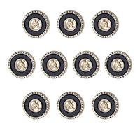 ftiemlovde 10 Novelty Brass Gold and Black Buttons for Blazer,Vintage Style Large Button Metal for Cardigan Crafting, Decorative Jacket Button for Sewing Women(N10 23mm)