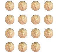 ftiemlovde 15 Novelty Brass Gold Buttons for Blazer ,Vintage Large Buttons Metal for Sewing Cardigan,Antique Decorative Pant Button for Crafting,Sparkly Jacket Button Women(C15 20 mm)