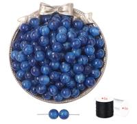 ftiemlovde 50 Large 10mm Glitter Dark Blue Beads Bracelet Making Kit | friendship Jewellery beads for adult set, magic glass-effect beads for making crafting your own bracelets