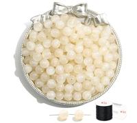 ftiemlovde 60 Large 8mm Glitter Beige Beads Bracelet Making Kit | friendship Jewellery beads for adult set, magic glass-effect beads for making crafting your own bracelets