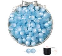 ftiemlovde 60 Round Stone Glass Beads Bracelet Making for Jewellery Kit（Blue 8mm）