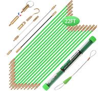 FTIHTRY 22FT Fiberglass Running Electrical Wire Cable Glow Rods Wire Pulling, Fish Rods Electrical Kit with 8 Different Attachments and Fish Tape Wire Puller Kit