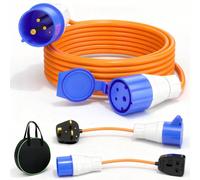 FTJKGH Caravan Extension Cable10m - IP44 Waterproof 16A Camping Eelectric Hook Up Cable Extension Lead Caravan Hook Up Cable with Caravan Electric Adapter and Carry Bag Ideal for Motorhomes Campervan