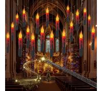 FTJKGH Floating Candles with Wand, 20pcs Hanging Candles Led Candles Flickering with 6 Hour Cycle Timer Battery Powered Candle Gothic Black Floating Candle for Xmas Christmas Tree Decorations Indoor