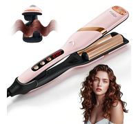 FTJKGH Hair Waver Crimpers for Women Girls, Ionic Beach Mermaid Wave Curling Iron Professional with 5 Temps, Anti-Scald Ceramic Tourmaline Barrel for Deep Waves Short Medium Hair