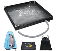 FTJKGH Portable Shower Tray, Foldable Camping Shower Base 80x80x10cm Large Portable Shower Pan with Drain Pipe Camping Tent Shower Tray for Pet Beach RV Indoor Outdoor Shower