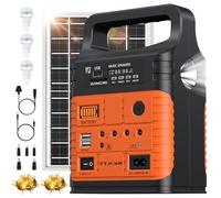 FTJKGH Power Station with Solar Panel, 20000mAh Portable Power Station with String Lights Bluetooth DC/AC/USB/Type C Output Fast Charge, Solar Camping Power Station Bank for Home Emergency Outdoors