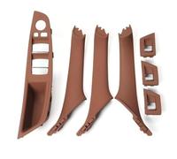 FTJKKVV Inner Door Handle 7Piece Beige Black Carbon Fiber Car Interior Door Handle Plate Decorative Cover for BMW 5 Series F10 F18 2010-2016 Left Drive LHD(Red Brown)