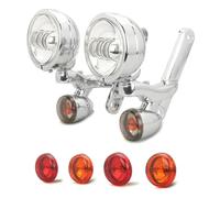 FTJKKVV Motorcycle Headlight For CVO Street Glide FLHX 2006-2010 2011 2012 2013 2014 2015 2016 2017 2018 2019 2020 For Auxiliary Lighting Brackets Fog Light Frame Parts Headlamp(All chromed)