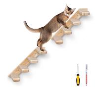 FTKINGDER 2 Packs Cat Wall Mounted Cat Furniture,Four Step Wood Cat Wall Steps Stairs, for Small Kitty Climbing Playing,with Jute Rope Anti-Slip Design