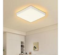 FTL 36W LED Ceiling Light,Square Bathroom Ceiling Light 3000K Warm White,3200LM Bright Kitchen Lighting Ceiling for Bathroom Bedroom Hallway IP44 Waterproof 23 x 23CM