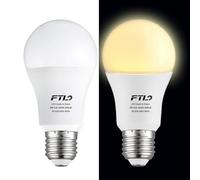 FTL Dusk Till Dawn Light Bulb LED 3000K Warm White 9W(60W Equivalent) 850LM A60 E27 Outdoor Light Sensor Bulb for Porch, Garage, Garden 2-Pack