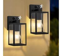 FTL Motion Sensor Outdoor Wall Lights 2 Pack, Upgraded Small Porch PIR Sensor Lantern Lighting, E27 Dusk to Dawn Front Door Lighting, 3 Modes Security Light Outside Sensor Wall Sconce for Garden, IP44
