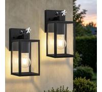 FTL Motion Sensor Wall Light Outdoor 2 Pack, E27 Dusk to Dawn Wall Lantern | Outdoor Lights Mains Powered, 3 Security Lighting Modes Waterproof Outside Lights, Porch Light for Front Door Garden Patio