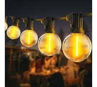 FTL Outdoor String Lights Main Powered 30FT, 9M Garden String Lights for Warm White 2700K Patio Gazebo Pergola Wedding Backyard Porch Terrace Festival G40 Plastic Bulbs Waterppoof Connectable