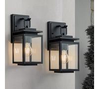 FTL Outdoor Wall Lantern 2-Pack, Matte Black Porch Light Outdoor, E27 Exterior Wall Sconce, Front Door Security Lights for Garden, Hallway, IP44 Waterproof fot Outside Lighting, Compact and Elegant
