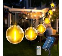 FTL Solar Garden Lights Outdoor, 9M 30FT USB Rechargeable Festoon Lighting with 10+1 G40 Globe Shatterproof Bulbs, 3 Timers, 8 Modes and 4 Brightness Levels for Patio Fence Balcony Party