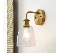 FTL Vintage Wall Light, Indoor Bell Sconce Wall Lights with Clear Glass, Industrial Gooseneck Wall Mounted Lamp, E27 Gold Inside Lighting Fixture for Home Bathroom Living Room Porch, Hardwired