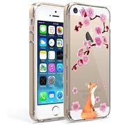 Ftonglogy Designed for iPhone SE Case 2016 (1st Generation) / iPhone 5 Case/iPhone 5s Case: Clear Cute Flower Floral Girl Women Slim Fit Soft TPU Bumper Cell Phone Cover (Lucky Fox)