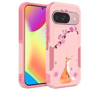 Ftonglogy for Google Pixel 9/9 Pro & 10/10 Pro Case: Cute Flowers Floral Design for Girls Women Slim Soft TPU Bumper Shockproof Cherry Blossoms Silicone Cell Phone Cover (Lucky Fox)